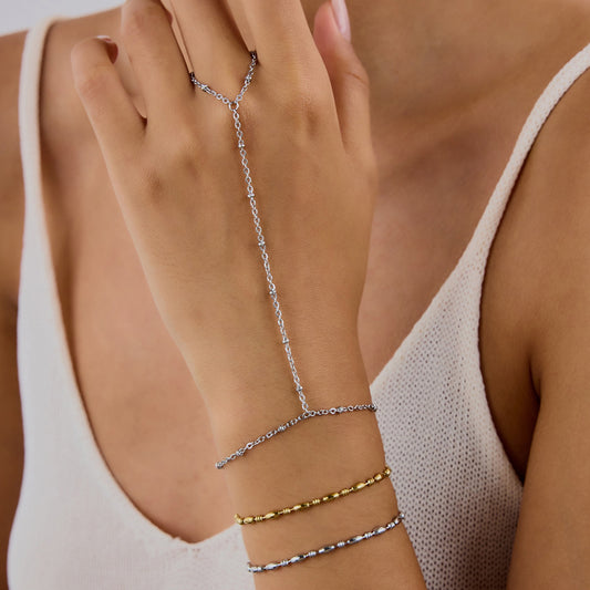 18K Gold Silver Waterproof Minimalist Hand Chain Jewelry Bracelet