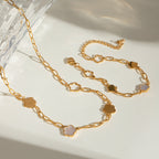 18K Gold Flower Paperclip Chain Bracelet