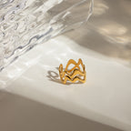 18K Gold Unique Wave Band Ring