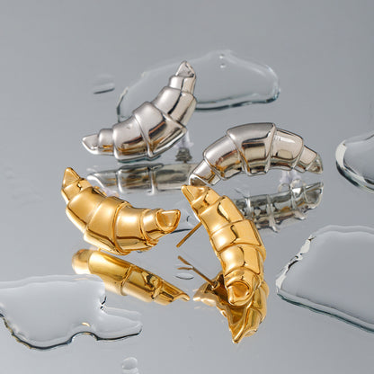 18K Gold Croissant Statement Stud Earrings