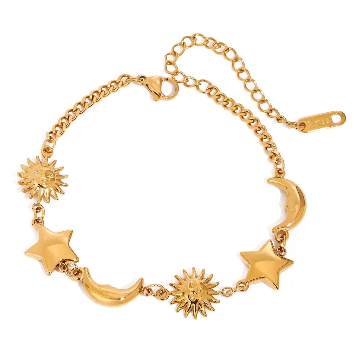18K Gold Afternoon Tea Heart Chain Bracelet Stack