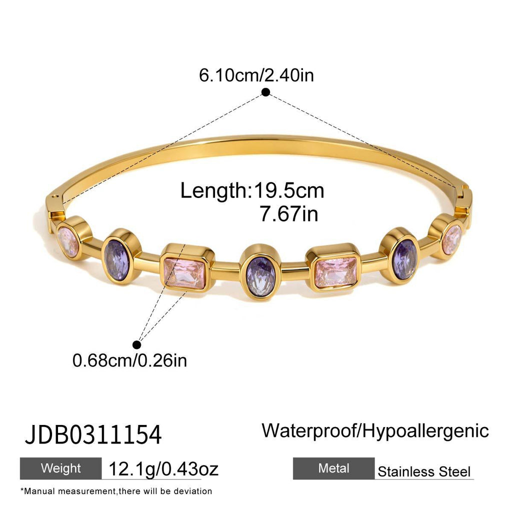 18K Gold Starlight Seduction Color Gem Bangle Bracelet