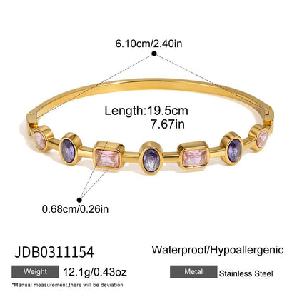 18K Gold Starlight Seduction Color Gem Bangle Bracelet