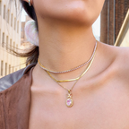 18K Gold Pink Majesty Bow Pendant Statement Necklace