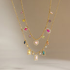 18K Gold Jewel Addiction Color Heart Statement Necklace
