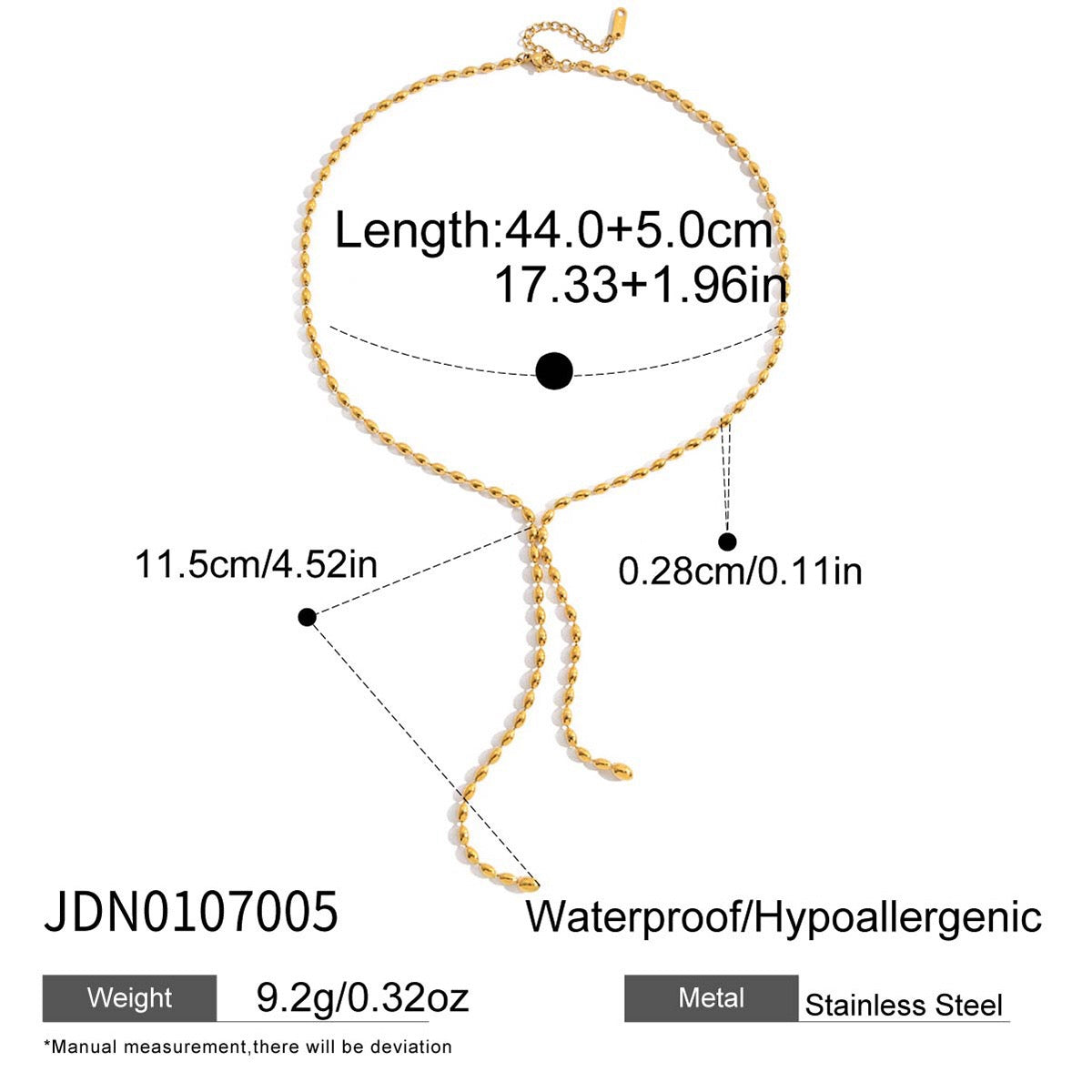 18K Gold Gala Beaded Y Shape Lariat Chain Necklace