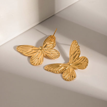 18K Gold Butterfly Stud Earrings