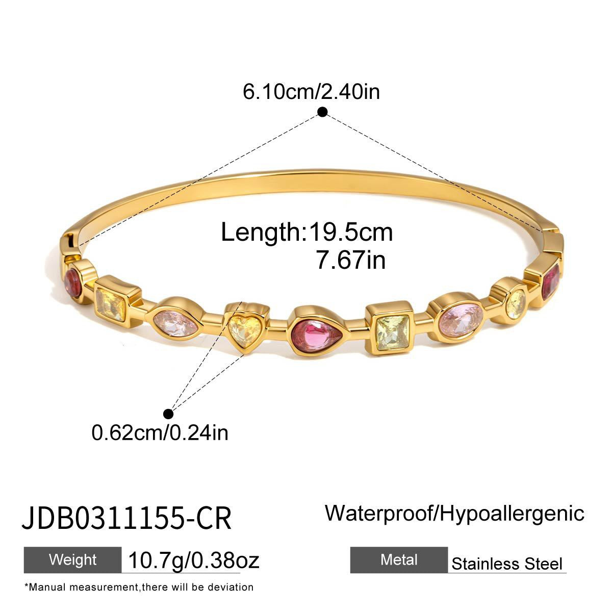 18K Gold Starlight Seduction Color Gem Bangle Bracelet