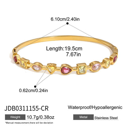 18K Gold Starlight Seduction Color Gem Bangle Bracelet