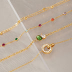 18K Gold Sweet Spark Dainty Chain Color Gem Bracelet Stack