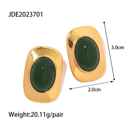 18K Gold Retro Color Statement Stud Earrings