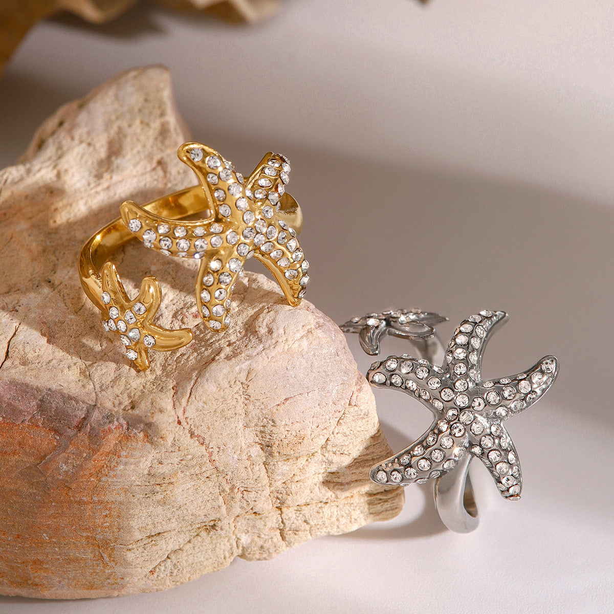 18K Gold Bling Starfish Statement Ring