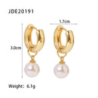 18K Gold Pearl Small Hoop Huggie Earrings