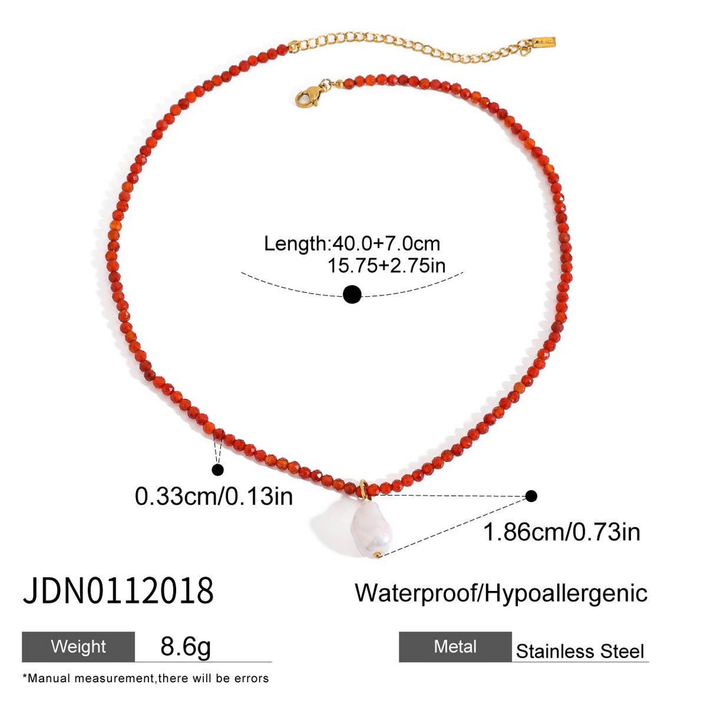 18K Gold Summer Color Beaded Chain Pendant Statement Necklace