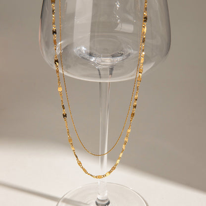 18K Gold Afterglow Dainty Double Chain Layered Necklace