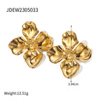 18K Gold Summer Flower Statement Stud Earrings