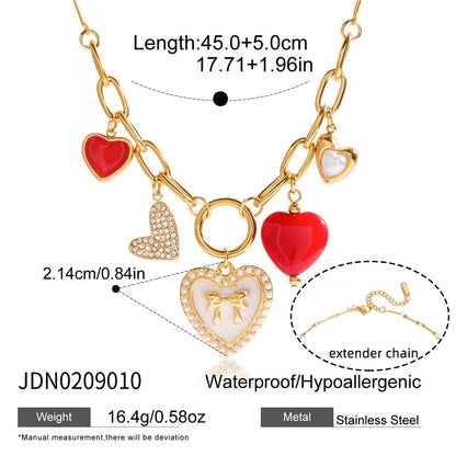 18K Gold Love Rush Red Heart Statement Charm Necklace