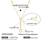 18K Gold Sweet Lumi Pearl Y Shape Lariat Dainty CZ Necklace