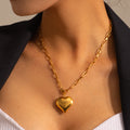 18K Gold Chunky Paperclip Heart Necklace