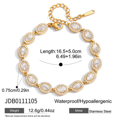 18K Gold Blue Dynasty Bezel Tennis Chain Bracelet Stacks