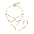 18K Gold Starry Dream Catcher Dainty Hand Chain Bracelet