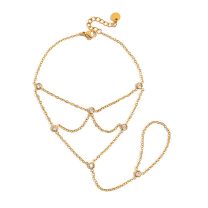 18K Gold Starry Dream Catcher Dainty Hand Chain Bracelet