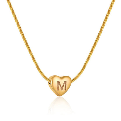 18K Gold Heart Initial Necklace