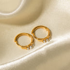 18K Gold Pearl Small Hoop Huggie Earrings
