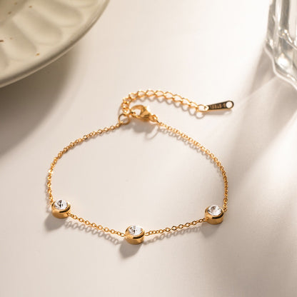 18K Gold Minimal Glow Dainty CZ Chain Necklace