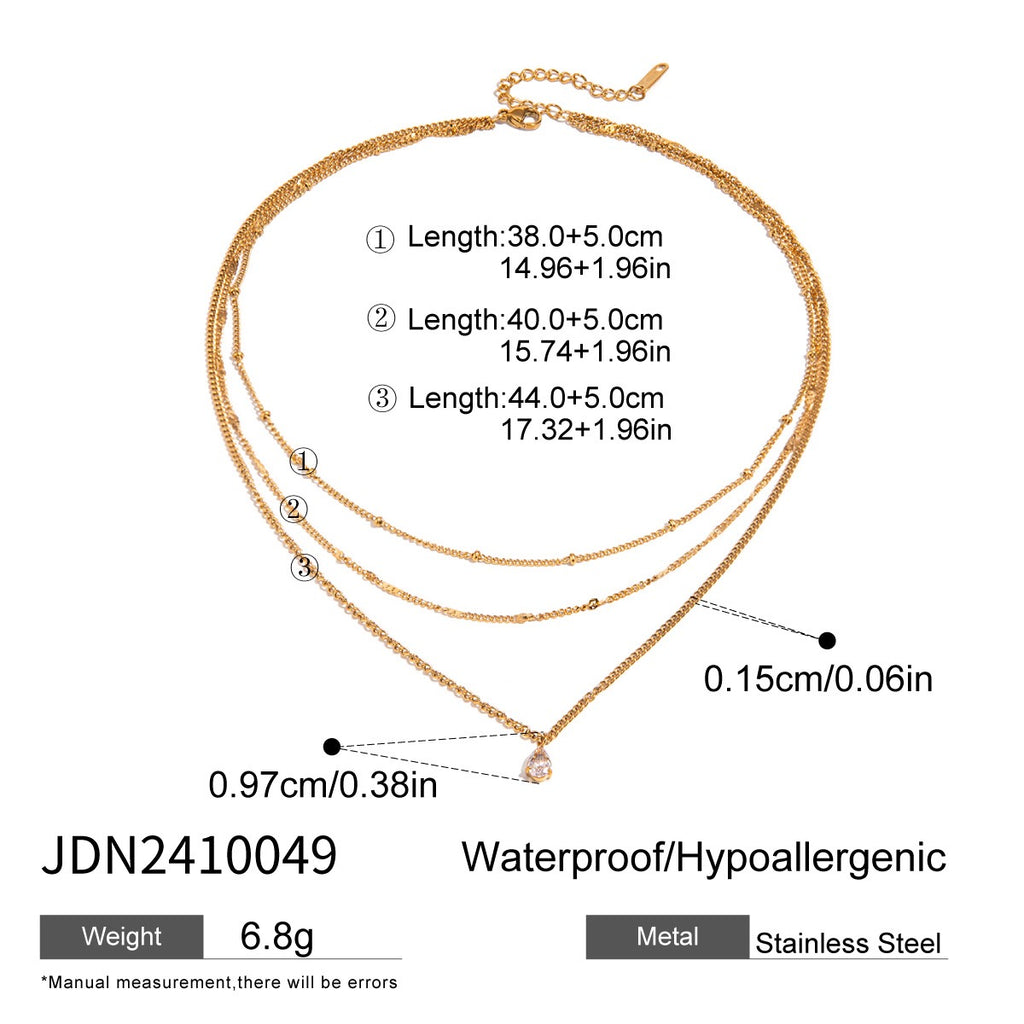 18K Gold Moonlit Tear Dainty Chain Layered Necklace Set