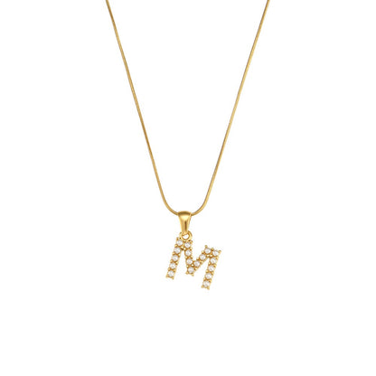 18K Gold Pearl Initial Pendant Necklace