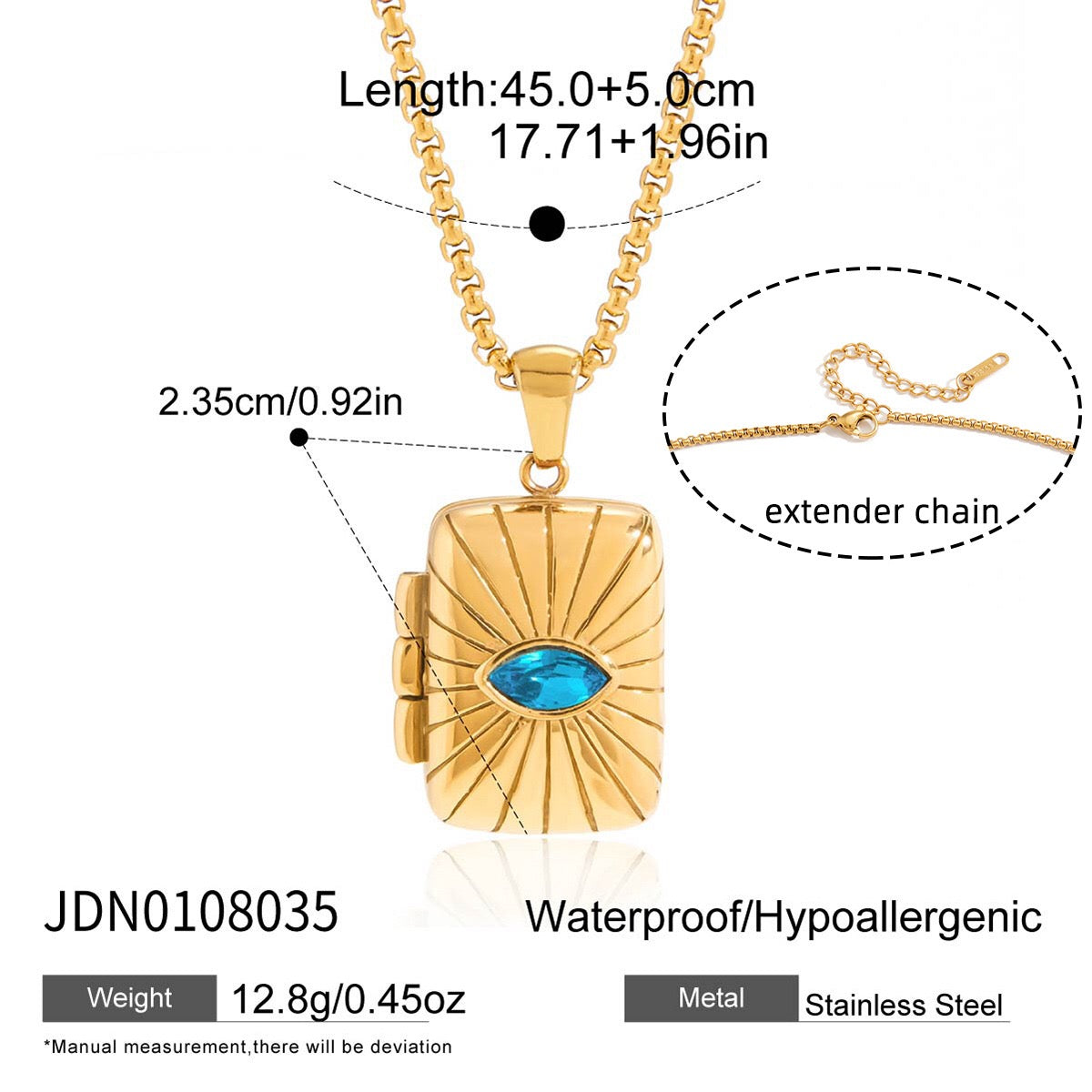 18K Gold Keepsake Heart Book Locket Pendant Box Chain Necklace