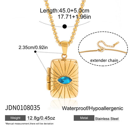 18K Gold Keepsake Heart Book Locket Pendant Box Chain Necklace