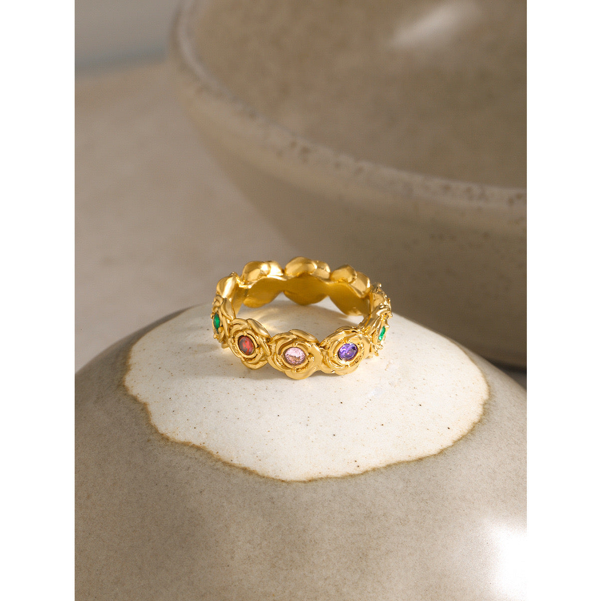 18K Gold Blossom Flower Ring