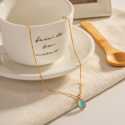 18K Gold Ocean Eye Opal Pendant Necklace