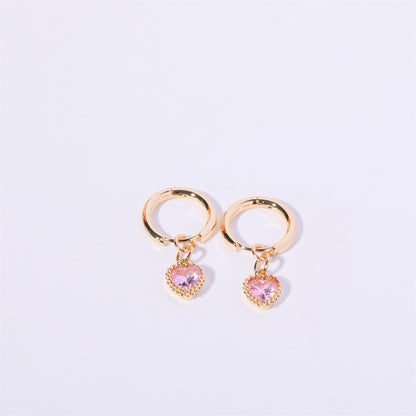 14K Gold Heart Birthstone Huggie Earrings