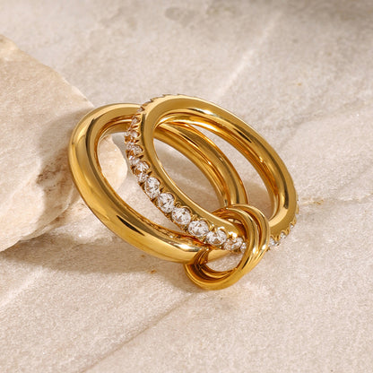 18K Gold Bling Stacking Ring