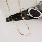 18K Gold Freshwater Pearl Long Chain Necklace