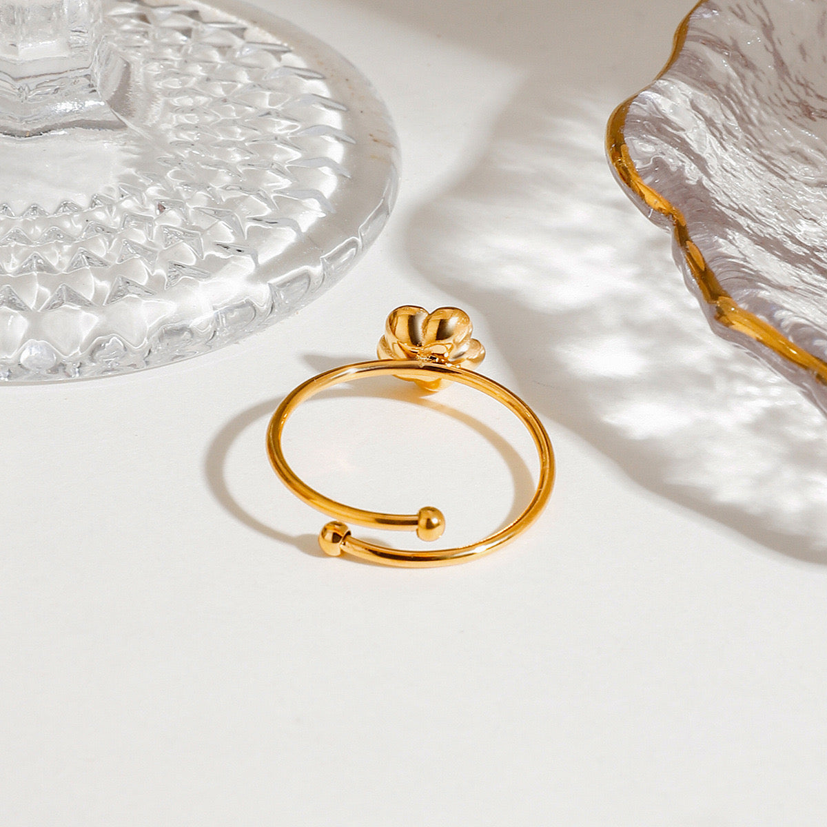 18K Gold Dainty Rose Ring