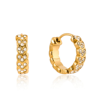 18K Gold Daily Luxe Small Hoop Huggie Earrings Ear Cuffs Stack