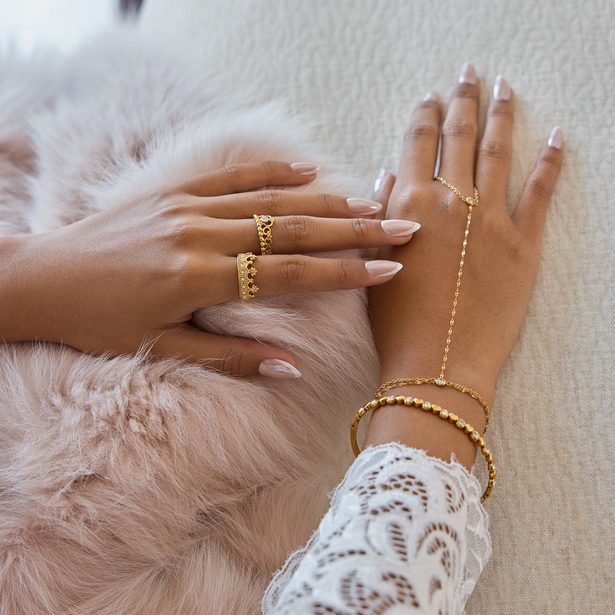 18K Gold Princess Tiara Statement Ring
