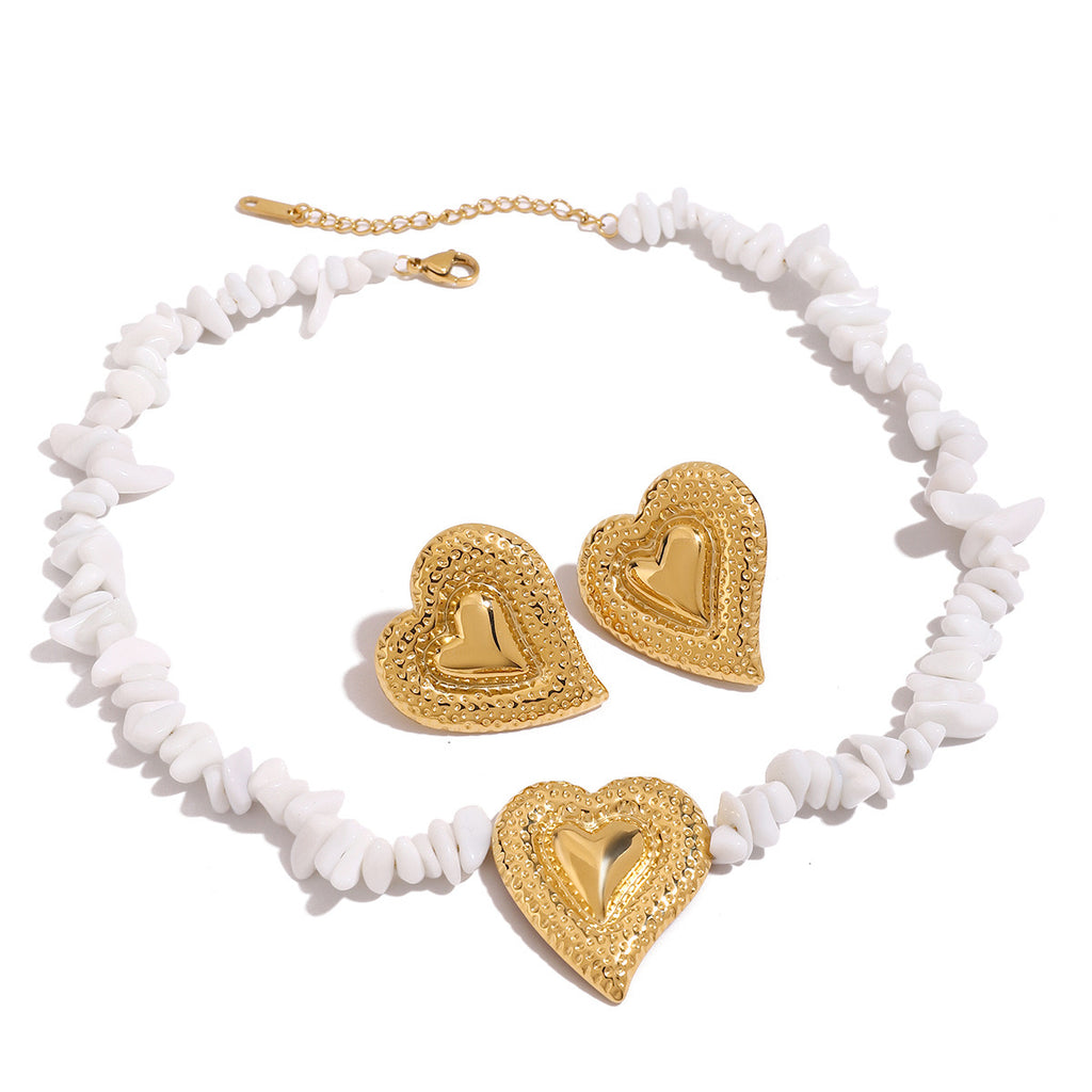 18K Gold Love Hard Heart Statement Stud Earrings