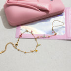 18K Gold Waterproof Pastel Color Beads Dainty Hand Chain Bracelet