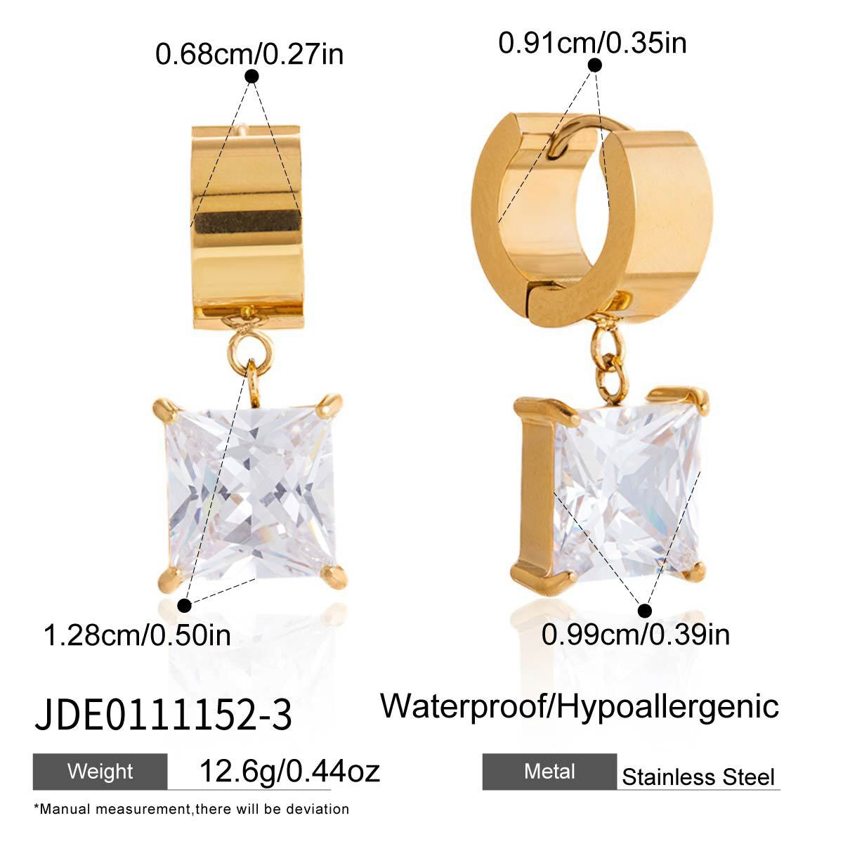 18K Gold Diamond Drip Small Hoop Dangle Huggie Earrings
