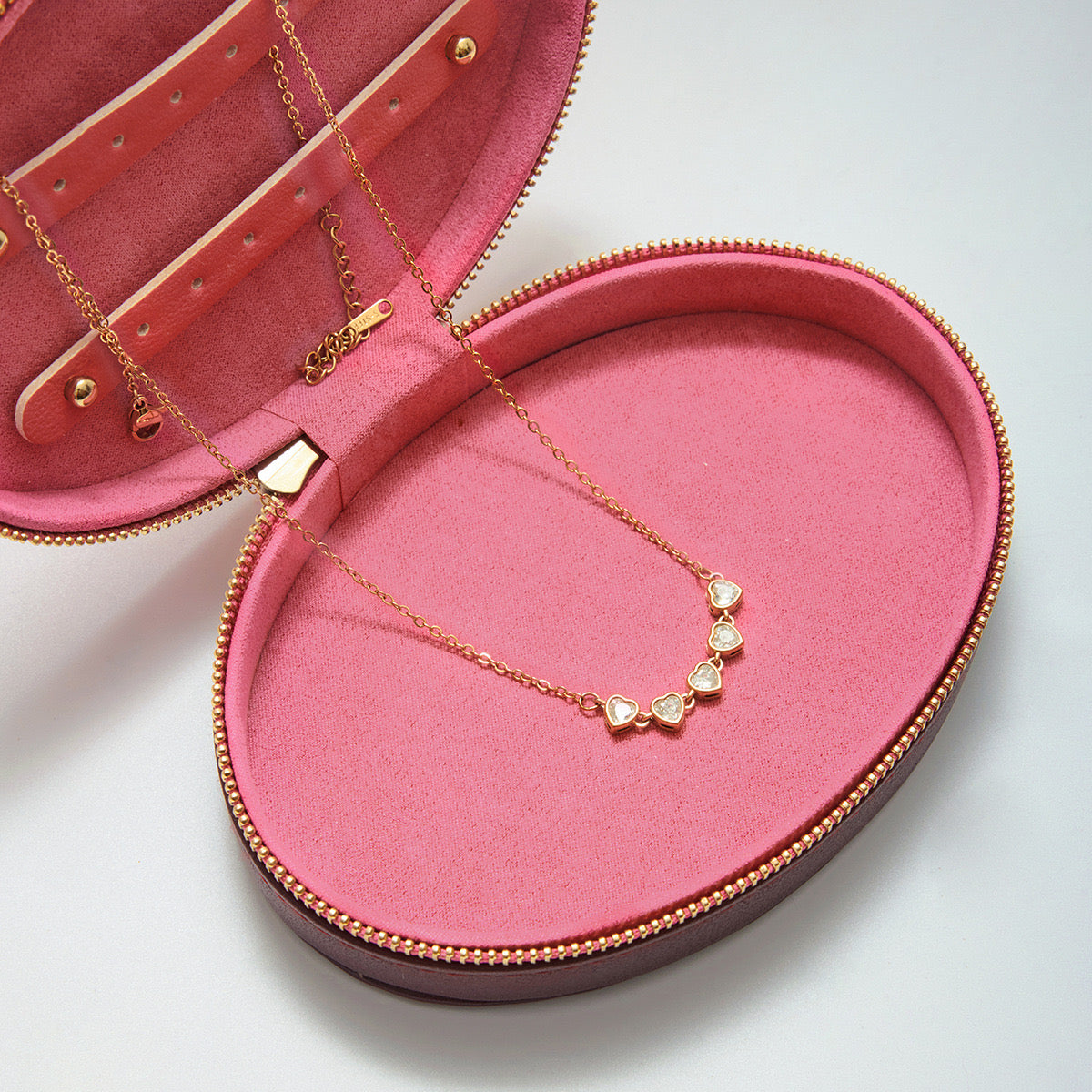 18K Gold Starry Hearts Double Chain Layered Necklace Set