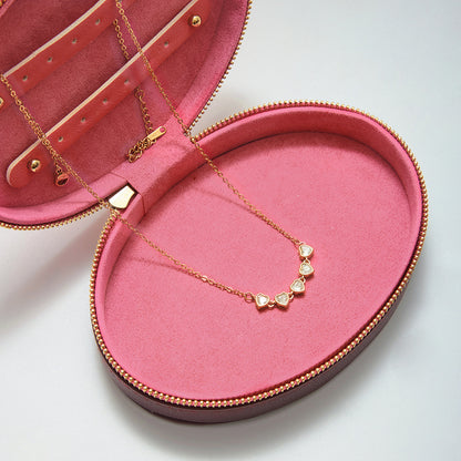 18K Gold Starry Hearts Double Chain Layered Necklace Set