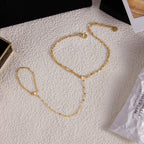 18K Gold Waterproof Glimmer Dainty Hand Chain Bracelet Stack