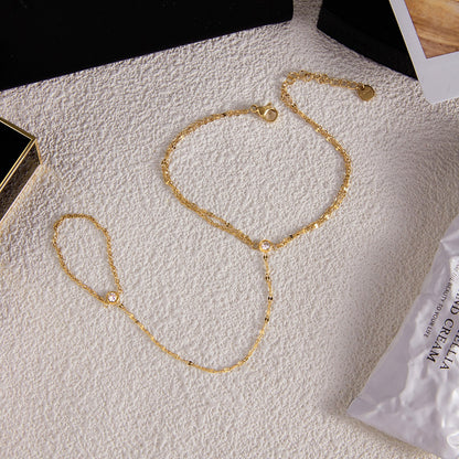 18K Gold Waterproof Glimmer Dainty Hand Chain Bracelet Stack