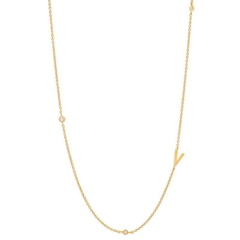 18K Gold Minimalist Starry Initial Choker Necklace