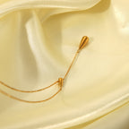 18K Gold Minimalist Raindrop Dainty Lariat Necklace